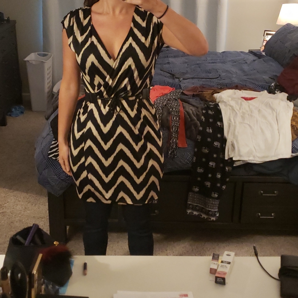 Wrap waist cocktail dress with waist belt